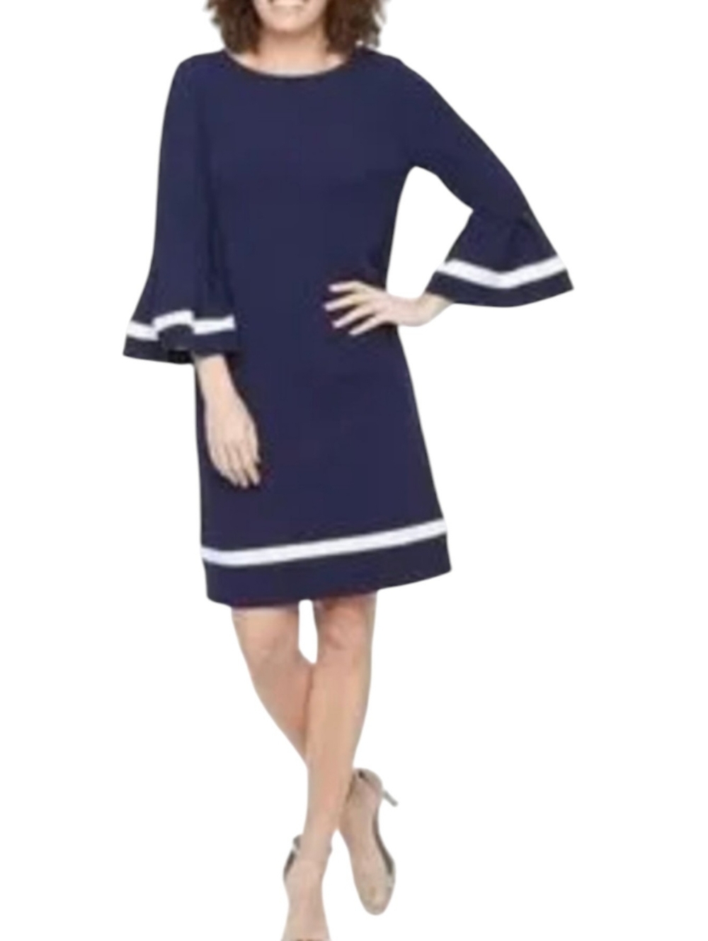 Chetta B R&K Originals Mini Dress Sz 10 Navy Blue White W-328